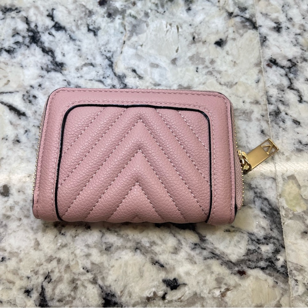 Victoria's Secret Pink Quilted Zip Wallet with Gold Accent - Picture 2 of 3